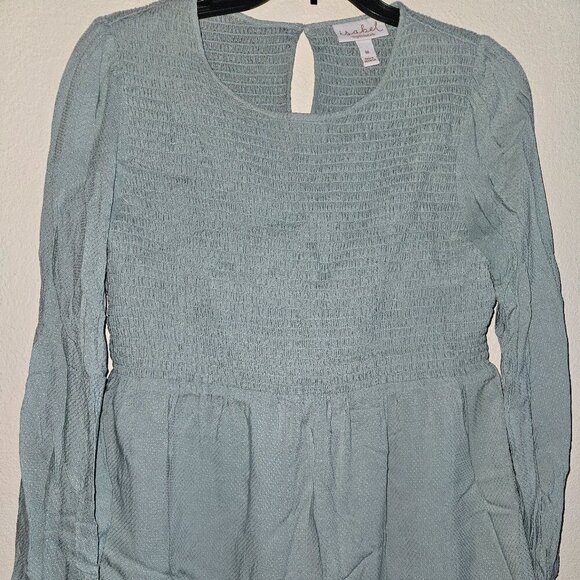 Ingrid & Isabel Tops - Maternity Isabel & Ingrid Boho Pregnancy Clothes Sage Green Smocked Shirt M